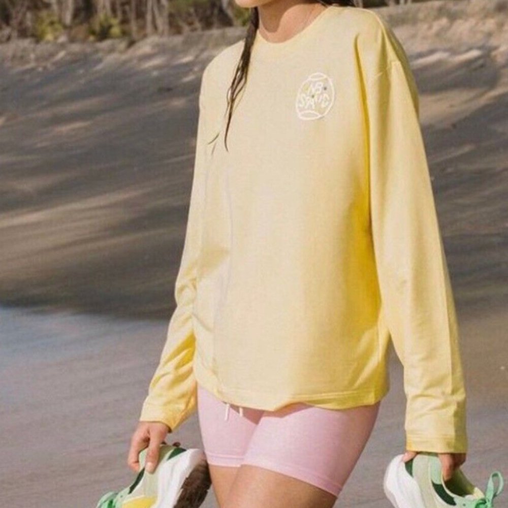 LIMITED EDITION New Balance Womens NB x Staud Sweatshirt Yellow - Picture 2 of 9